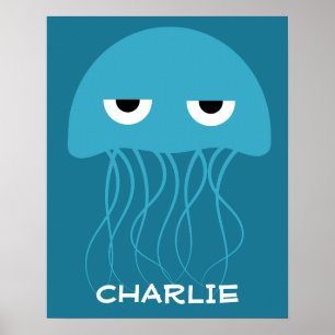 Póster Funny Jellyfish poster de nombre personalizado