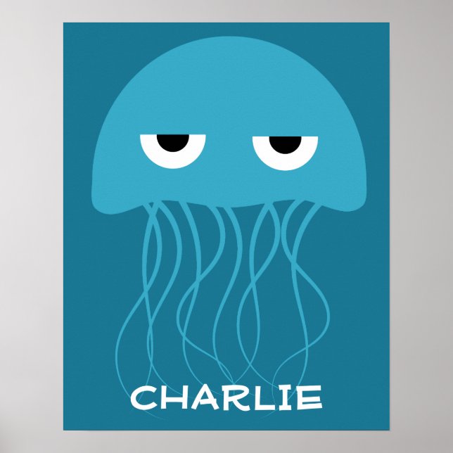 Póster Funny Jellyfish poster de nombre personalizado (Frente)