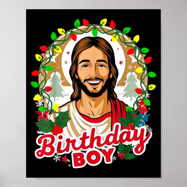 Póster Funny Jesus Birthday Boy Christmas Xmas Holiday Ug (Frente)