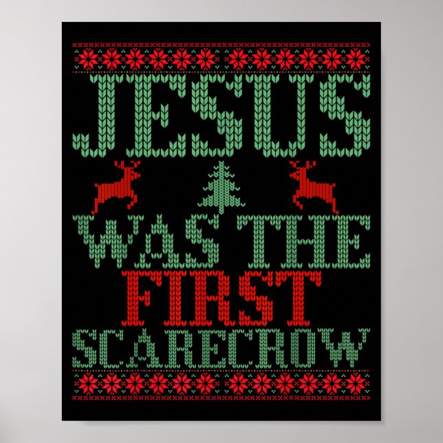 Póster Funny Jesus Was The First Ecrow Ugly Sweater Style (Frente)