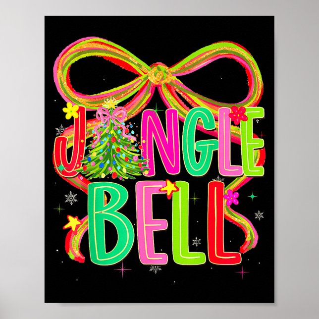 Póster Funny Jingle Bells Coquette Bow Merry Christmas Gi (Frente)