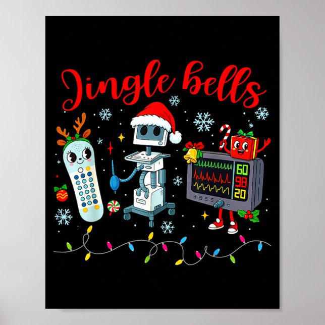 Póster Funny Jingle Bells Telemetry Nurse Christmas Tech  (Frente)