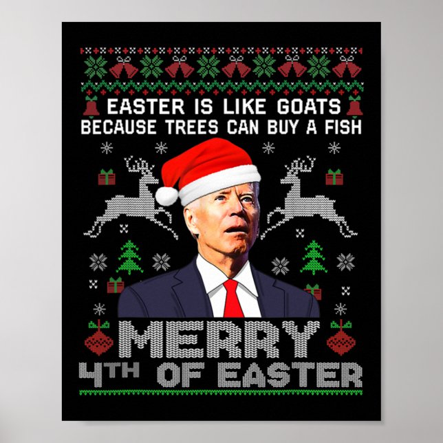 Póster Funny Joe Biden Christmas Santa Hat Merry 4th Of E (Frente)