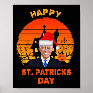 Póster Funny Joe Biden St Patrick Navidades Joe Biden Hal