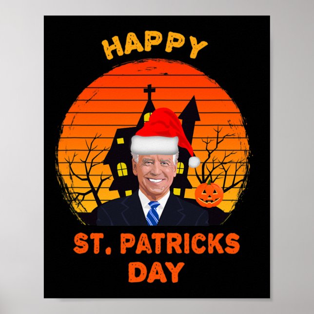 Póster Funny Joe Biden St Patrick Navidades Joe Biden Hal (Frente)
