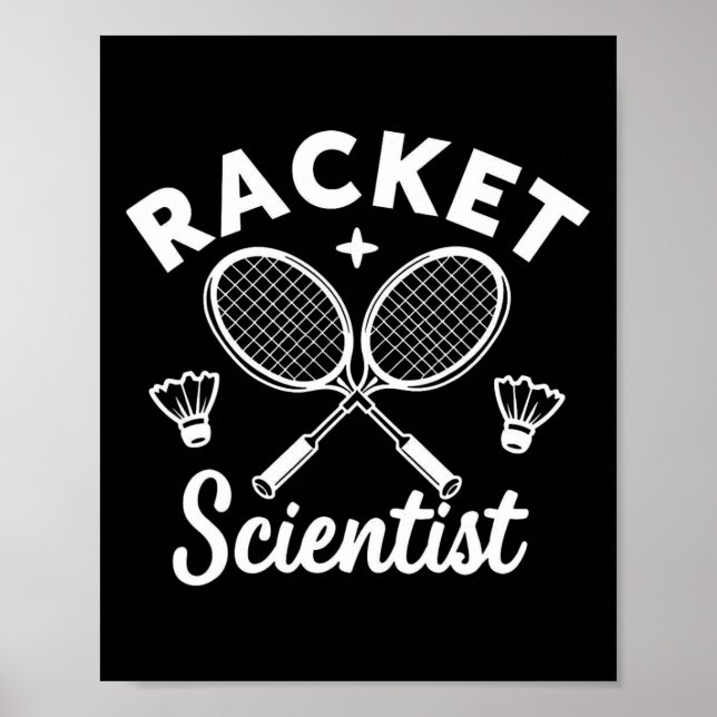 Póster Funny Jugadores de Dminton raquetean a científico (Frente)