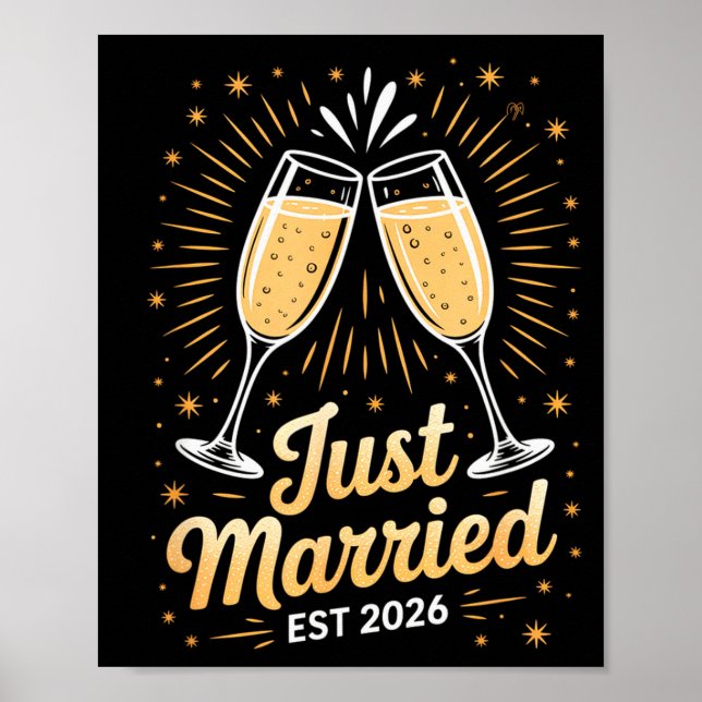 Póster Funny Just Married Newlywed Honeymoon Couple 2026  (Frente)