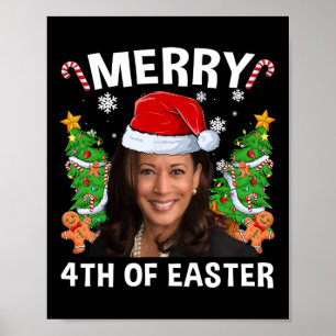 Póster Funny Kamala Harris Navidades Santa Hat Merry 4