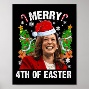 Póster Funny Kamala Harris Navidades Santa Hat Merry 4