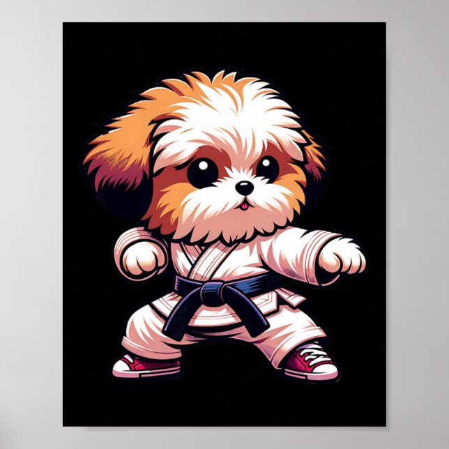 Póster Funny Karate Bolonka Humor de perro Artes Marciale (Frente)