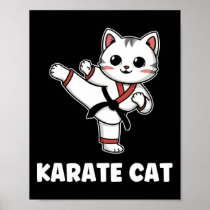 Póster Funny Karate Cat Kawaii Girl Women Karate