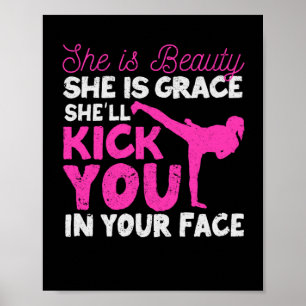 Póster Funny Karate Chica Tae-Kwon Do Es Belleza