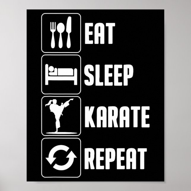 Póster Funny Karate Design Para Hombres Las Mujeres Comen (Frente)