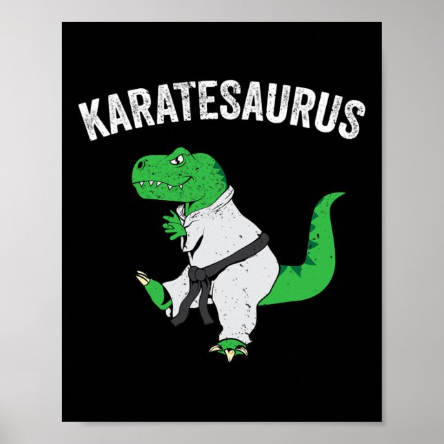 Póster Funny Karate T Rex Dinosaur Cuta Artes Marciales D (Frente)
