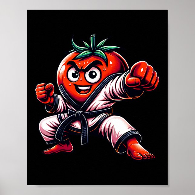 Póster Funny Karate Tomato Design Para Amantes De Las Art (Frente)