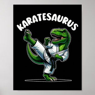 Póster Funny Karatesaurus Dinosaur T Rex En Karate Gi Bla