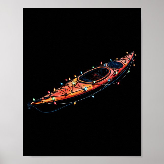 Póster Funny Kayak Christmas Graphics Lights Lover Kayaki (Frente)