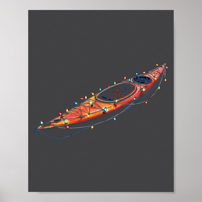 Póster Funny Kayak Christmas Graphics Lights Lover Kayaki (Frente)