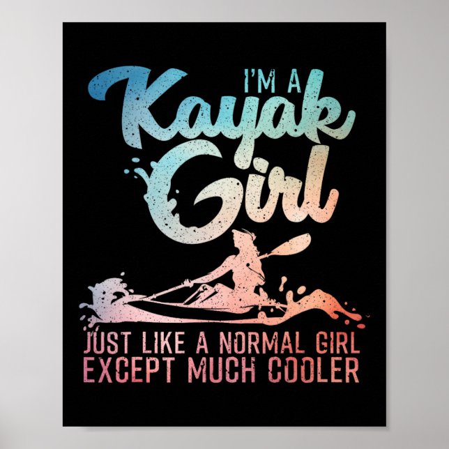 Póster Funny Kayak Girl Art For Women Kayaking Lover Boat (Frente)