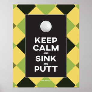 Póster Funny Keep Calm Golf