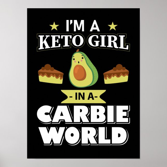 Póster Funny Keto Chica Cute Ketogenic Advocado De Dieta  (Frente)