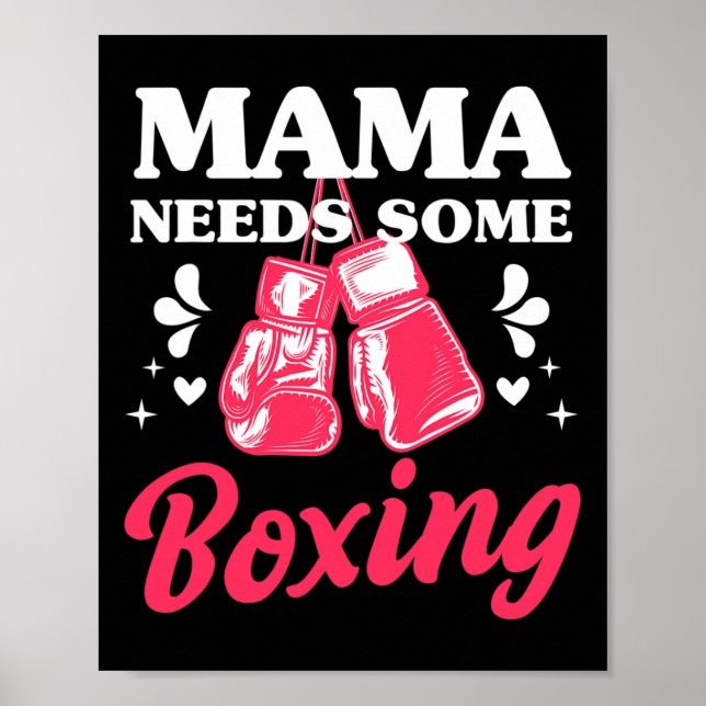 Póster Funny Kickboxing Mama Needs Some Boxing Training G (Frente)