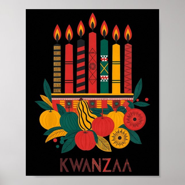 Póster Funny Kinara Siete Velas Kwanzaa Celebración 2 (Frente)