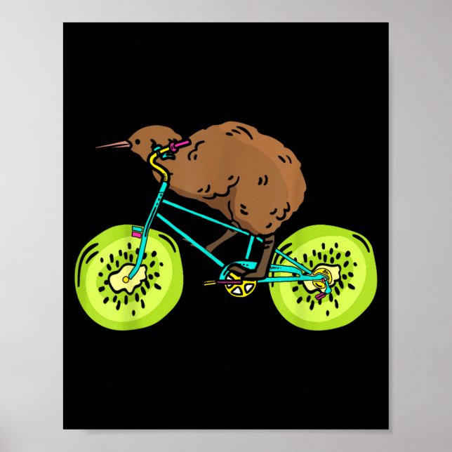 Póster Funny Kiwi Biker Cycling Gift New Zealand  (Frente)