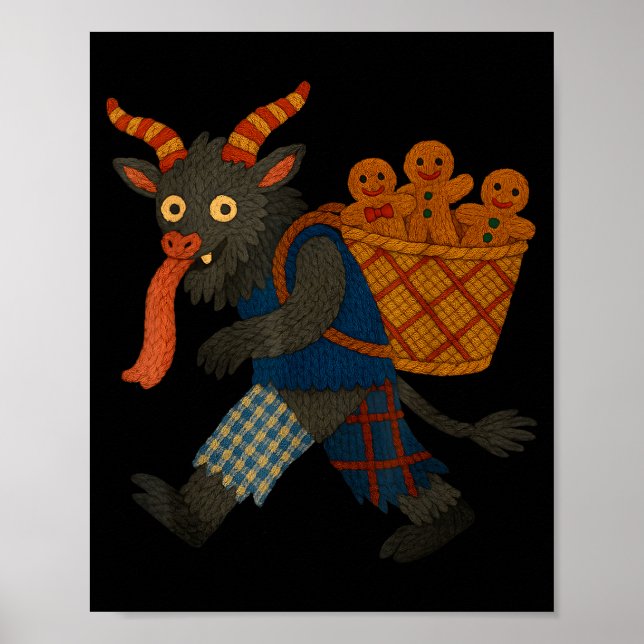 Póster Funny Krampus Gingerbread Yarn Art Creepy Holiday  (Frente)