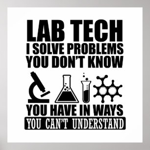 Póster Funny lab tech cita el humor de los técnicos de la