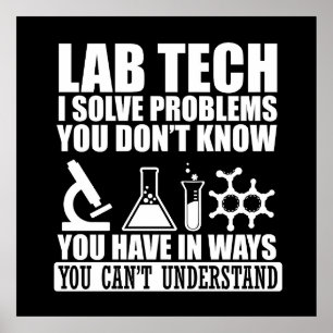 Póster Funny lab tech cita el humor de los técnicos de la