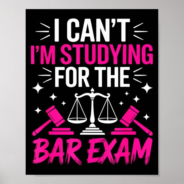 Póster Funny Law School Student Gift - Can't Studying For (Frente)
