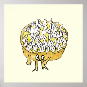 Póster Funny Lemon Meringue Pie Quirky Cute Personalizado