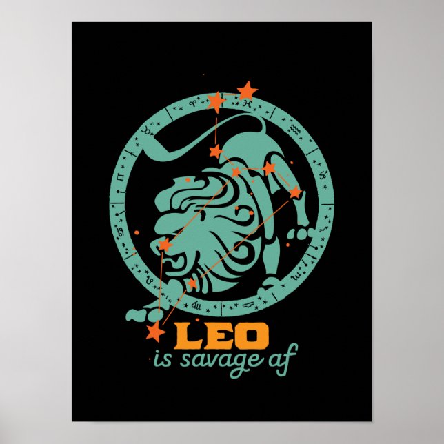 Póster Funny Leo Zodiac Star Sign Astrología Cumpleaños (Frente)