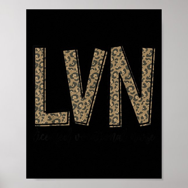 Póster Funny Leopard Lvn Happy Licensed Vocational Nurse  (Frente)