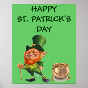 PÓSTER FUNNY LEPRECHAUN, ST. POSTER DEL DÍA DE PATRICK