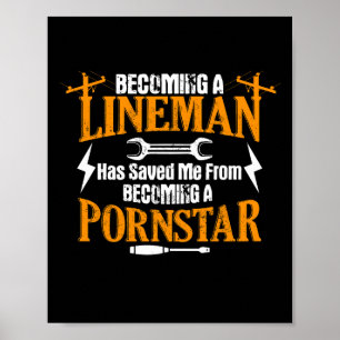 Póster Funny Lineman Padre Hombres Cable Eléctrico Linema