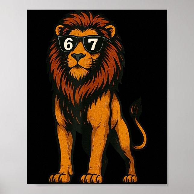 Póster Funny Lion Sungles 67 Six Seven Meme  (Frente)