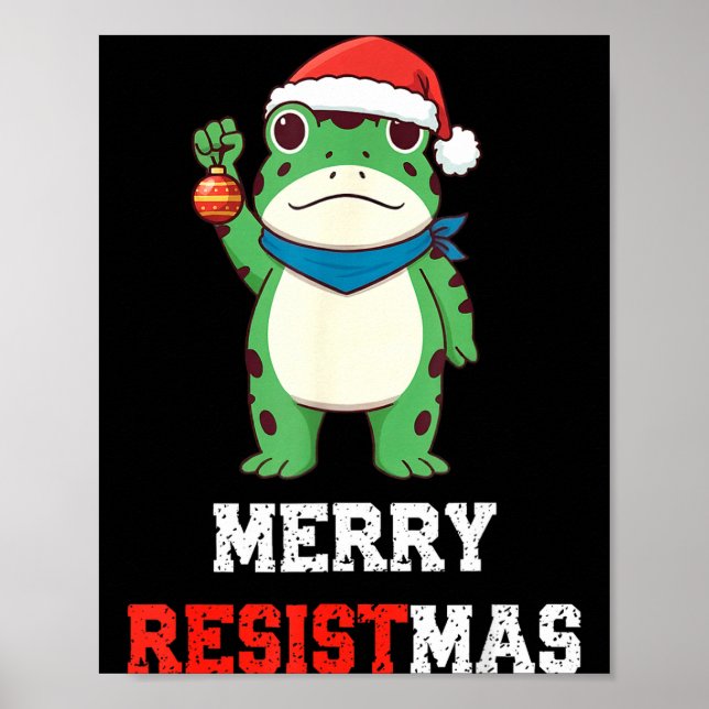 Póster Funny Litical Frog Christmas Merry Resistmas 2025  (Frente)