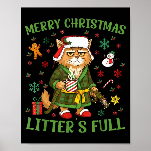 Póster Funny Litter’s Full Cat Parody Tee Christmas  (Frente)