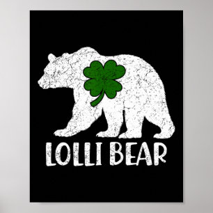 Póster Funny Lolli Bear Green Shamrock St Patricks Day