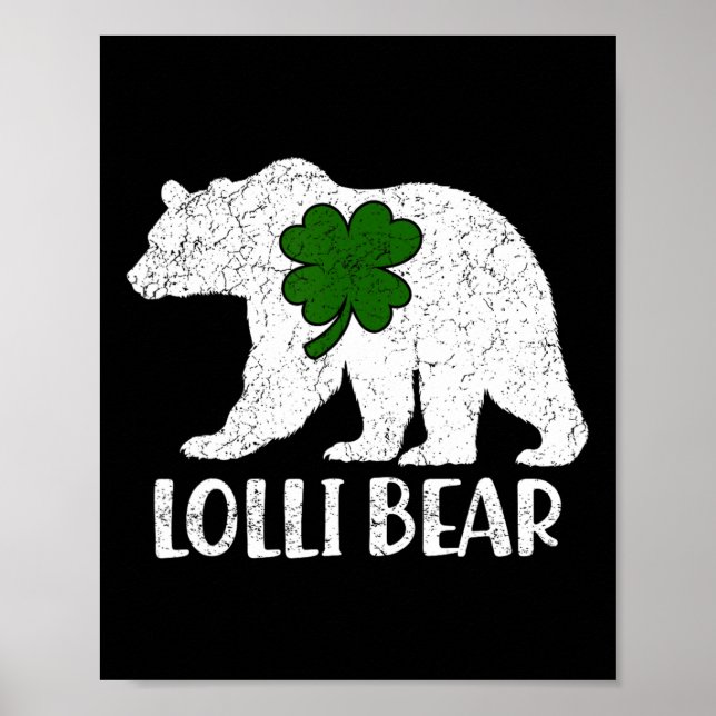 Póster Funny Lolli Bear Green Shamrock St Patricks Day (Frente)