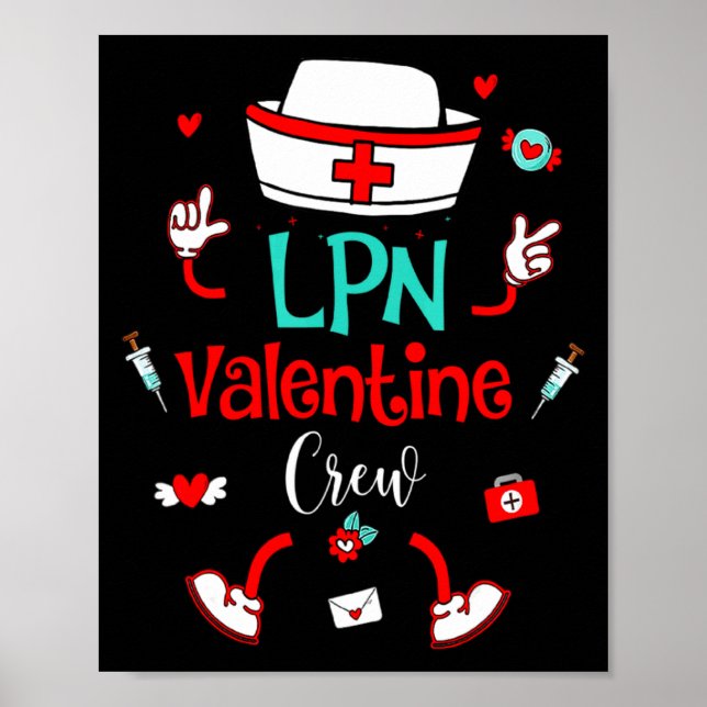 Póster Funny Lpn Valentines Day Nurse Crew Family Group N (Frente)