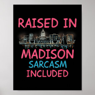 Póster Funny Madison Wisconsin Night Skyline Vintage
