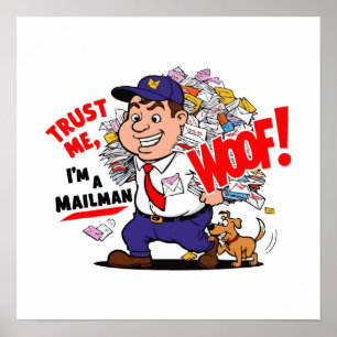 Póster Funny Mailman Design - Créeme, soy Mailman
