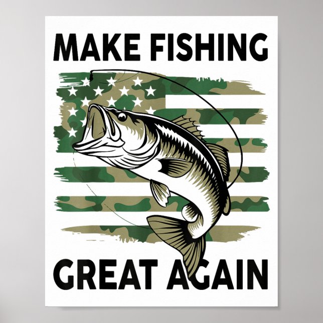 Póster Funny Make Fishing Great Again Camo B Fish America (Frente)