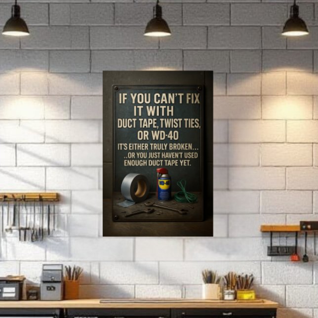 Póster Funny Man Cave Duct Tape Fix It Poster Wall Art (Subido por el creador)