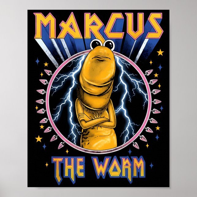 Póster Funny Marcus The Worm Heavy Rock Rockworm Humor Me (Frente)