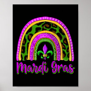 Póster Funny Mardi Gras Parade Set Jester Rainbow Wome