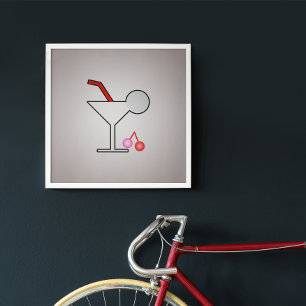 Póster Funny Martini - Cóctel retro con torbellino de cer